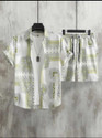 GLORI STAR Men Printed White, Yellow Night Suit Set