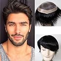 8x6 Super Mono Men's Hair Patch 100% Silky &amp; Soft Human Hair Wigs Original Durable Toupee Non Surgical Hair Replacement System Can Be Used With Hair Patch Clips, Glue Or Tape Natural Brown Hair