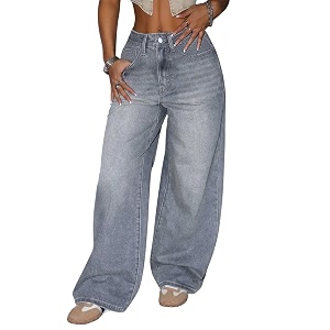 Glossia Denim Baggy Jeans for Woman