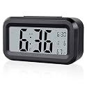 Acrylonitrile Butadiene Styrene Alarm Clock Digital for Bedroom, Temperature Smart Night Light Battery Operated Kids and Adults Desk Bedside Easy Sunrise Wake (Black)