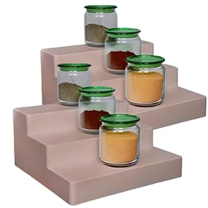 glossy finished home and office plastic organizer stand cream durable mutlipurpose convient 3 step storagepack of 2