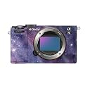Glossy Glitter Camera Skin Compatible with Sony A7C Mark II (2023) - Violet Stars - Premium 3M Vinyl Protective Wrap Decal Cover - Easy to Apply | Crafted in the USA by MightySkins