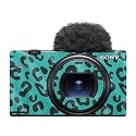 Glossy Glitter Camera Skin Compatible with Sony ZV-1 Mark II (2023) - Teal Leopard - Premium 3M Vinyl Protective Wrap Decal Cover - Easy to Apply | Crafted in the USA by MightySkins