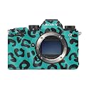 Glossy Glitter Camera Skin Compatible with Sony Alpha 9 III (2024) - Teal Leopard - Premium 3M Vinyl Protective Wrap Decal Cover - Easy to Apply | Crafted in the USA by MightySkins