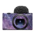 Glossy Glitter Camera Skin Compatible with Sony ZV-1 Mark II (2023) - Violet Stars - Premium 3M Vinyl Protective Wrap Decal Cover - Easy to Apply | Crafted in the USA by MightySkins