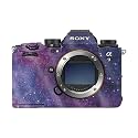 Glossy Glitter Camera Skin Compatible with Sony Alpha 9 III (2024) - Violet Stars - Premium 3M Vinyl Protective Wrap Decal Cover - Easy to Apply | Crafted in the USA by MightySkins