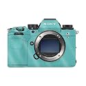 Glossy Glitter Camera Skin Compatible with Sony Alpha 9 III (2024) - Solid Turquoise - Premium 3M Vinyl Protective Wrap Decal Cover - Easy to Apply | Crafted in the USA by MightySkins