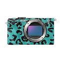 Glossy Glitter Camera Skin Compatible with Sony A7C Mark II (2023) - Teal Leopard - Premium 3M Vinyl Protective Wrap Decal Cover - Easy to Apply | Crafted in the USA by MightySkins