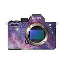 Glossy Glitter Camera Skin Compatible with Sony Alpha A7 Mark V (2025) - Violet Stars - Premium 3M Vinyl Protective Wrap Decal Cover - Easy to Apply | Crafted in the USA by MightySkins