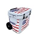 Glossy Glitter Skin Compatible with Yeti Roadie 32 Wheeled Cooler - American Flag - Premium 3M Vinyl Protective Wrap Decal Cover - Easy to Apply | Crafted in The USA by MightySkins
