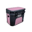 Carbon Fiber Skin Compatible with Yeti Roadie 15 Hard Cooler - Solid Pink - Premium 3M Vinyl Protective Wrap Decal Cover - Easy to Apply | Crafted in The USA by MightySkins
