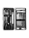 GLOW IT 18 in 1 Stainless Steel Manicure Pedicure Set Nail Cutter Scissors Care Set Tweezers Knife Ear Pick Eyebrow Scissors Utility Tools Grooming Kits with Leather Case