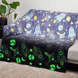 happy hues glow in the dark blanket kids-teens boys amp girls ufo