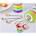 Star Cartoon Shape Fruit Forks Set | for Kids Color Rings Stand | Suitable for Fruit-Salad | (4 INCH, Multicolour - 1 Pack Contains - 8 Sticks)