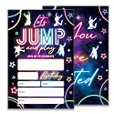 Glow Jump Birthday Party Invitations, Neon Party Birthday Invitations for Boys Girls, 20 Double-Sided Design Birthday Invites with Envelopes (4x6 In), Birthday Party Supplies Favors-A05