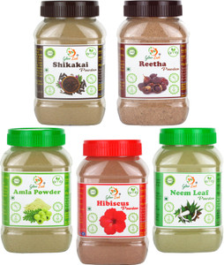 glow lush hair pack of amla reetha shikakai hibiscus neem powder 750 g