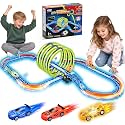 Glow Toy Car Race Track Set, 71PCS Glow-in-The-Dark Tracks for Kid Ages 3-8