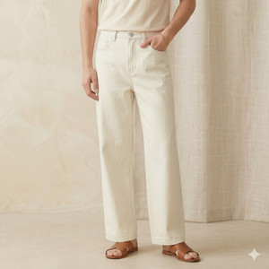 GlowCart Wide Leg Men Beige Jeans