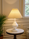 Glowhere Farmhouse Matte Table Lamp Pleated Off-White