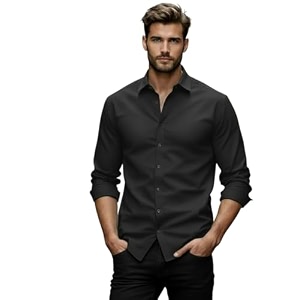 Glowic Mens Plain Casual Shirt Cotton