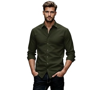 Glowic Mens Plain Casual Shirt Cotton
