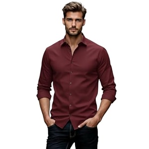 Glowic Mens Plain Casual Shirt Cotton