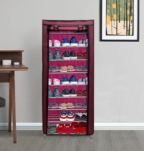 glowsilk 9 tier multi-storage rack shelf metal collapsible shoe stand