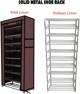 glowsilk metal collapsible shoe stand brown 9 shelves metal collapsible shoe stand
