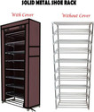 GlowSilk Metal Collapsible Shoe Stand (Brown, 9 Shelves, Metal Collapsible Shoe Stand