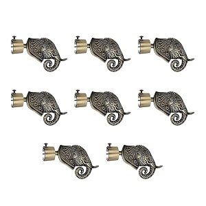 gloxy enterprise aluminium antique finish printed rod pocket semi sheer curtain brackets parda holder  printed curtain holders and 1 inch rod support fittings pair of 4multicolor