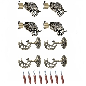 gloxy aluminium rajwada elephant shape antique curtain brackets with support 1 inch rod pocket finials designer window2 pair - stylish durable window decor solution for elegant home interiors