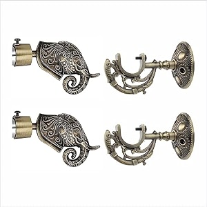 gloxy aluminium rajwada elephant shape antique curtain brackets with support 1 inch rod pocket finials designer window stylish durable window decor solution for elegant home interiors pair of 1