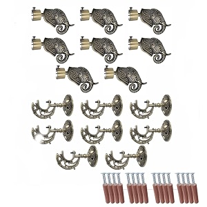 gloxy aluminium rajwada elephant shape antique curtain brackets with support 1 inch rod pocket finials designer window4 pair - stylish durable window decor solution for elegant home interiors
