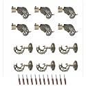 GLOXY Aluminium Rajwada Elephant Shape Antique Curtain Brackets with Support 1 Inch Rod Pocket Finials Designer Window(3 Pair) - Stylish, Durable Window Decor Solution for Elegant Home Interiors