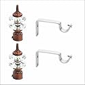 GLOXY ENTERPRISE Aluminium Double Diamond Curtain Brackets Parda Holders with Support Fittings 1 Inch Rod Pocket Finials Designer Door and Window (Brown 1 Pair)