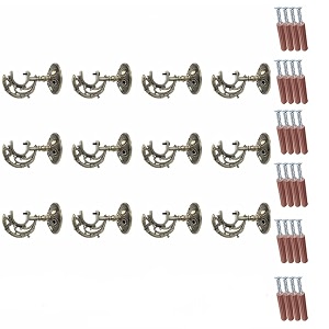 gloxy antique finish rajwada curtain brackets - aluminium parda holders with support fittings for 1 inch rod pocket - designer doors amp windows - modern home decor accessories - combo pack of 6