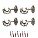 GLOXY ENTERPRISE Aluminum Antique Finish Curtain Brackets Parda Holders with Support Fittings 1 Inch Rod Pocket Finials Designer Door and Window (Pair of 2)