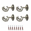 GLOXY ENTERPRISE Aluminum Antique Finish Curtain Brackets Parda Holders with Support Fittings 1 Inch Rod Pocket Finials Designer Door and Window (Pair of 2)