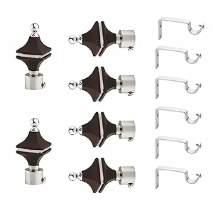 gloxy enterprise stainless steel samosa shape brackets parda holder with support 1 inch curtains rod pocket finials designer door and window curtain holders and rod support fittings brown 6 pair