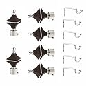 GLOXY ENTERPRISE Stainless Steel Samosa Shape Brackets Parda Holder with Support 1 Inch Curtains Rod Pocket Finials Designer Door and Window Curtain Holders and Rod Support Fittings (Brown 6 Pair)