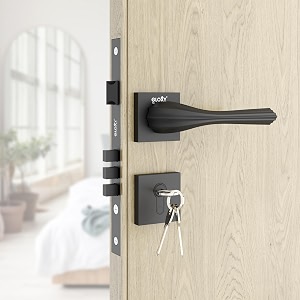 gloxy zinc main door mortise door lock door lock set with 3 brass keys bedroom handle lock for home office hotel  black finish 2 years warranty pack of 1