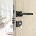GLOXY Zinc Main Door, Mortise Door Lock, Door Lock Set with 3 Brass Keys, Bedroom Handle Lock for Home, Office, Hotel | Black Finish (2 Years Warranty, Pack of 1)