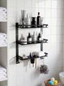 GLOXY by GLOXY 3 Layer Multipurpose Shelf with Double Soap Dish & Toothbrush/toothpaste holder Black Towel Holder