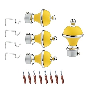 gloxy manjira shape stainless steel amp abs curtain bracket parda holder with support 1 inch rod pocket finials designer door and window rod support fittings curtain rod holderyellow pair of 2