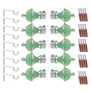 gloxy manjira shape stainless steel amp abs curtain bracket parda holder with support 1 inch rod pocket finials designer door and window rod support fittings curtain rod holdergreen pair of 5