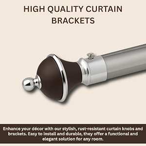 gloxy manjira shape stainless steel amp abs curtain bracket parda holder with support 1 inch rod pocket finials designer door and window rod support fittings curtain rod holderbrown pair of 3