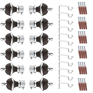 gloxy manjira shape stainless steel amp abs curtain bracket parda holder with support 1 inch rod pocket finials designer door and window rod support fittings curtain rod holderbrown pair of 6
