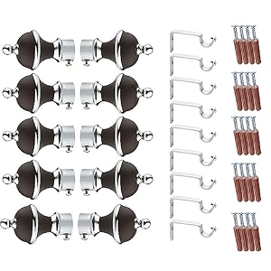 gloxy manjira shape stainless steel amp abs curtain bracket parda holder with support 1 inch rod pocket finials designer door and window rod support fittings curtain rod holderbrown pair of 5
