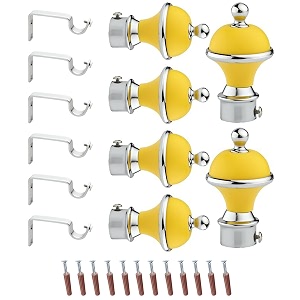 gloxy manjira shape stainless steel amp abs curtain bracket parda holder with support 1 inch rod pocket finials designer door and window rod support fittings curtain rod holderyellow pair of 3