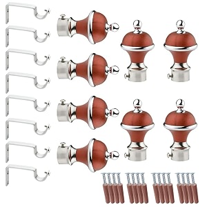 gloxy manjira shape stainless steel amp abs curtain bracket parda holder with support 1 inch rod pocket finials designer door and window rod support fittings curtain rod holdermaroon pair of 4